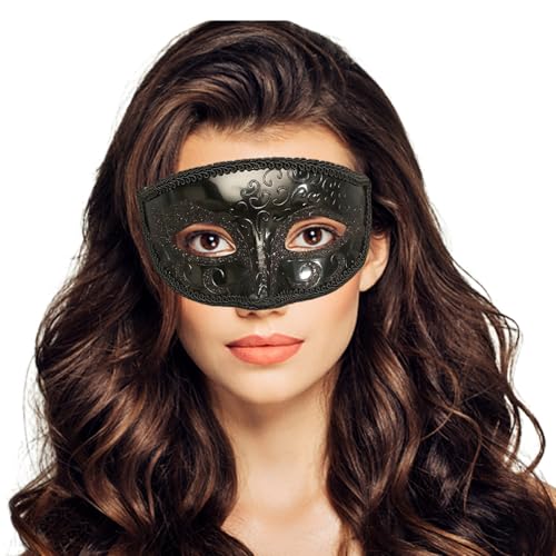 Heidouse Schwarze Maskerademaske für Männer, Vintage Venetian Maske mit Gurten für Mardi Gras Party Prom Ball Cosplay Kostümparty Heidouse Schwarze Maskerademaske für Männer, Vintage Venetian Maske mit Gurten für Mardi Gras Party Prom Ball Cosplay Kostümparty von Heidouse