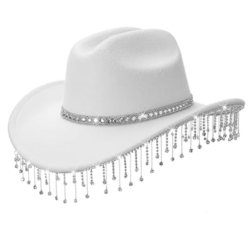 Heidouse Strass Cowboyhut, westlicher Glitzer -Disco -Cowboyhut mit Quastendekor für Karneval, Themenpartys, Tanzperformance von Heidouse