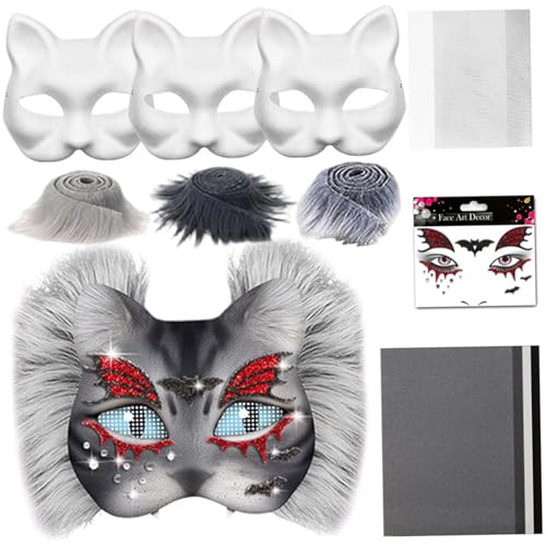 Heidouse Therian Mask Kit, DIY leere halbe Gesichtskatze Maske mit Filzstoffblech, Plüsch -Kunstpelzen und Augennetz, dekoratives Tierkostüm für Maskerade, Cosplay -Party, Grau Heidouse Therian Mask Kit, DIY leere halbe Gesichtskatze Maske mit Filzstoffblech, Plüsch -Kunstpelzen und Augennetz, dekoratives Tierkostüm für Maskerade, Cosplay -Party, Grau von Heidouse
