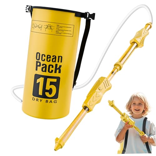 Heidouse Wasserpistole für Kinder Langstreckenspray -Wasserpistole mit Rucksacktank (15 l) Gelbe Farbe PVC Sommerspielzeug für Strand, Pool, Innenhof, Outdoor von Heidouse