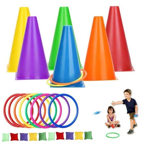 Heidouse Wurfspiel für Kinder farbenfrohe und einnehmende Kinderspiele umfasst 6 Kegel, 10 Bohnensack, 10 Ring und 1 Aufbewahrungstasche für Karneval, Party, Feier, Outdoor Heidouse Wurfspiel für Kinder farbenfrohe und einnehmende Kinderspiele umfasst 6 Kegel, 10 Bohnensack, 10 Ring und 1 Aufbewahrungstasche für Karneval, Party, Feier, Outdoor von Heidouse