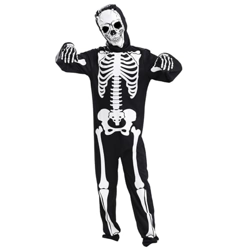 Kinder Skelettkostüm im dunklen Ganzkörper Langarm Kleinkind Skelettkostüm mit Handschuhen gruselige Halloween -Kostüme für Jungen und Mädchen, XL Kinder Skelettkostüm im dunklen Ganzkörper Langarm Kleinkind Skelettkostüm mit Handschuhen gruselige Halloween -Kostüme für Jungen und Mädchen, XL von Heidouse