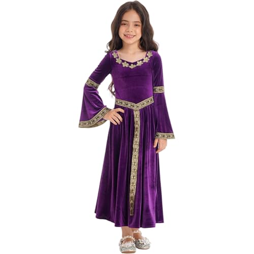Mädchen Renaissance Kleid Langes Glockenhülsen Vintage Purple weiche Polyester Mädchen mittelalterlich für die Bühnenperformance, 130 cm Mädchen Renaissance Kleid Langes Glockenhülsen Vintage Purple weiche Polyester Mädchen mittelalterlich für die Bühnenperformance, 130 cm von Heidouse