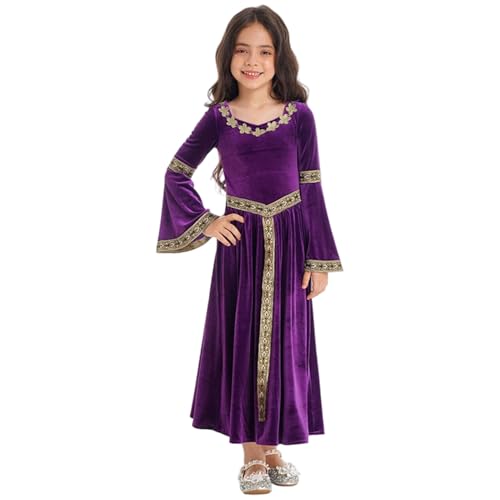 Mädchen Renaissance Kleid Langes Glockenhülsen Vintage Purple weiche Polyester Mädchen mittelalterlich für die Bühnenperformance, 140 cm Mädchen Renaissance Kleid Langes Glockenhülsen Vintage Purple weiche Polyester Mädchen mittelalterlich für die Bühnenperformance, 140 cm von Heidouse