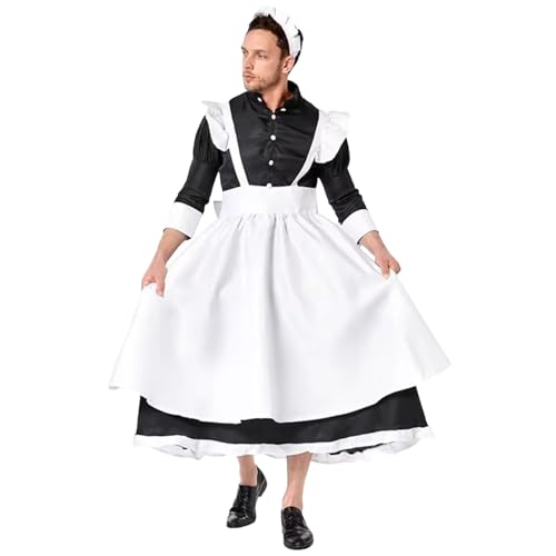 Maid -Outfit für Männer, viktorianische Maid -Uniform mit Kopfbedeckungen und Vorsätzen, Cosplay -Kostüm für Anime -Party, Rollenspiel, Schauspielkleid, Themenparty, L. Maid -Outfit für Männer, viktorianische Maid -Uniform mit Kopfbedeckungen und Vorsätzen, Cosplay -Kostüm für Anime -Party, Rollenspiel, Schauspielkleid, Themenparty, L. von Heidouse
