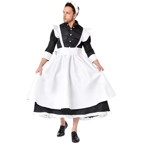 Maid -Outfit für Männer, viktorianische Maid -Uniform mit Kopfbewegungen und Vorsätzen, Cosplay -Kostüm für Anime -Party, Rollenspiele, Schauspielkleid, Themenparty, S, besonderer Anlass Maid -Outfit für Männer, viktorianische Maid -Uniform mit Kopfbewegungen und Vorsätzen, Cosplay -Kostüm für Anime -Party, Rollenspiele, Schauspielkleid, Themenparty, S, besonderer Anlass von Heidouse
