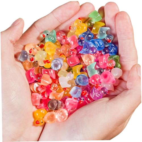 Mini Ducks 160pcs süßer Cartoon leuchten in den dunklen winzigen Enten DIY Friendly Decorative Mini Harztiere für Bonsai Dollhouse Moos Landschaft, zufällige Farbe von Heidouse
