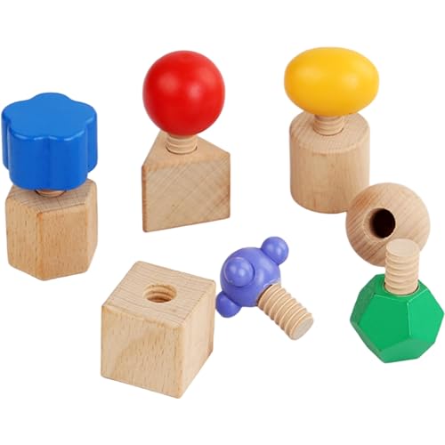 Montessori -Spielzeug, Holznuss und Bolzen Stapelspielzeug, Bildungsfarbe und Form Sortierer für Jungen Mädchen 3+ Geschenke von Heidouse