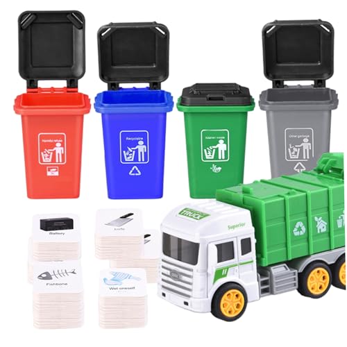 Müllwagenspielzeug, Klassifizierungsspiel Müllwagenspielzeug mit 4 Hecklader -Mülleimer und Müll illustrierte Flash -Karten, Abfallmanagement Recycling für Kinder, Lastwagen Müllwagenspielzeug, Klassifizierungsspiel Müllwagenspielzeug mit 4 Hecklader -Mülleimer und Müll illustrierte Flash -Karten, Abfallmanagement Recycling für Kinder, Lastwagen von Heidouse