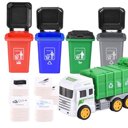 Müllwagenspielzeug, Klassifizierungsspiel Müllwagenspielzeug mit 4 Hecklader Mülleimer und Müll illustrierte Flash -Karten, Abfallmanagement Recycling für Kinder Müllwagenspielzeug, Klassifizierungsspiel Müllwagenspielzeug mit 4 Hecklader Mülleimer und Müll illustrierte Flash -Karten, Abfallmanagement Recycling für Kinder von Heidouse