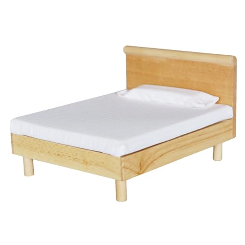 Puppenbett, 1:12 Holzpuppenhausmöbel, Elegantes weißes Design für einfallsreiches Spiel von Heidouse