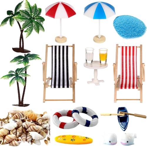 Puppenhaus Miniaturen, 18 Prozent/Set Foldable Dollhouse Chairs Regenschirmpalmenboot, Harz Mini Doll House Accessoires für DIY Garden Plant Pool Puppenhaus Miniaturen, 18 Prozent/Set Foldable Dollhouse Chairs Regenschirmpalmenboot, Harz Mini Doll House Accessoires für DIY Garden Plant Pool von Heidouse