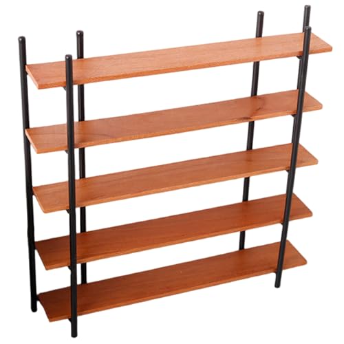 Puppenhausregal 5-Tier 1:12 Skala Eisen & Holz Leere Puppenhausregal DIY Friendly Dollhouse Möbel für Küchen-/Wohnzimmerumgebung von Heidouse