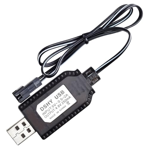 RC-Batterie-Ladegeräte USB 4,8 V RC-Autoladegeräte mit Indikatorlicht-Ersatz Mehrzweckladungskabel für Fernbedienungsspielzeug, Schwarz, Stromquellen von Heidouse