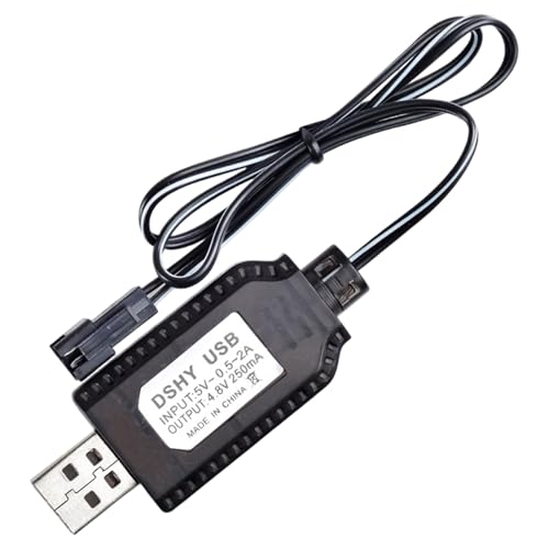 RC-Batterie-Ladegeräte USB 4,8 V RC-Autoladegeräte mit Indikatorlicht-Ersatz Mehrzweckladungskabel für Fernbedienungsspielzeug, Schwarz, Stromquellen von Heidouse
