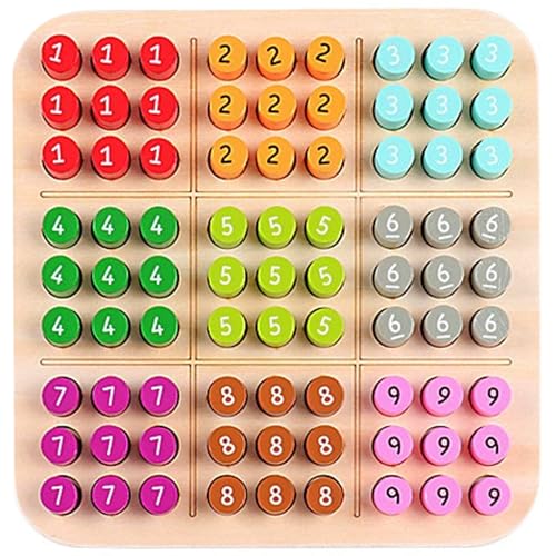 Sudoku für Kinder, 5, 9 Zoll farbiges Sudoku -Vorstand, Bildungsholzspiele für Heim, Reisen, Reisen von Heidouse