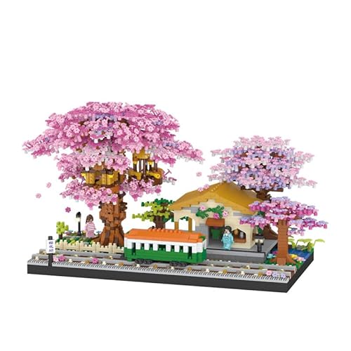 Kirschblüten Baumhaus Klemmbausteine Set, Japanisches Szenenmodell mit Zug (3668 Teile), Kreativer Baukasten für Erwachsene & Kinder, Deko & Geschenkidee Kirschblüten Baumhaus Klemmbausteine Set, Japanisches Szenenmodell mit Zug (3668 Teile), Kreativer Baukasten für Erwachsene & Kinder, Deko & Geschenkidee von Heimzauber