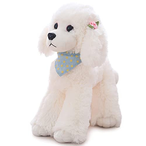 Heionia Hund Kuscheltier Teddy Plüschtier Mit Schal Kawaii Pudel Plüsch Stofftier Dog Geschenk für Kinder Mädchen (Weiß, 30CM) von Heionia