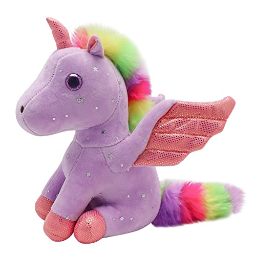 Heionia Einhorn Kuscheltier Plüsch Regenbogen Einhorn Plüschtier Einhorn Stofftier Plüsch Mädchen, 23CM(Violett) von Heionia