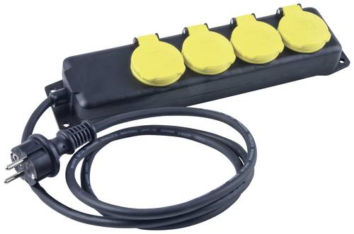 Heitronic 45058 Steckdosenleiste ohne Schalter Schwarz/Gelb erhöhter Berührungsschutz von Heitronic