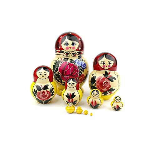 Runde Russische Verschachtelungs-Puppen, 10 Matroschkas Semyonov Roter Runder Stil | Babuschka Holzpuppe Geschenk Spielzeug, Handgefertigt in Russland | Semyonov Roter Runde, 10 Stück, 16 cm Runde Russische Verschachtelungs-Puppen, 10 Matroschkas Semyonov Roter Runder Stil | Babuschka Holzpuppe Geschenk Spielzeug, Handgefertigt in Russland | Semyonov Roter Runde, 10 Stück, 16 cm von Heka Naturals