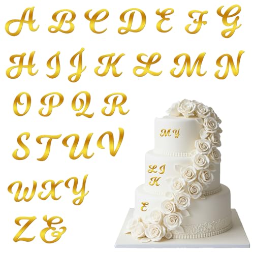 27 Stück Acryl Cake Topper Personalisiert Hochzeit Buchstaben Tortendeko A-Z Buchstaben Tortenaufleger Hochzeit Gold Kuchen Topper Kuchendekoration für Hochzeitstorten Babyparty Geburtstag von HekouJiub