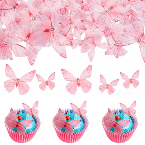 72 Stück Schmetterlinge Tortendeko Geburtstag Rosa Cupcake Topper Tortendeko Schmetterling Kuchen Deko Schmetterlings Kristall Papier Kuchendekoration für Geburtstag Babyparty Hochzeit von HekouJiub