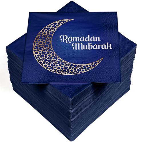 HEKU Ramadan Mubarak Servietten, 3-lagig, 33x33cm, 100 STK. I Saugstark und praktisch verpackt I Festliches Design I Breite Auswahl I Geeignet fürs Ramadan Fest von Heku