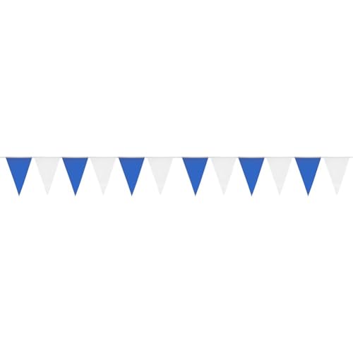 HEKU Wimpelkette blau-weiß mit 20 Wimpeln, Wetterfest,10 Meter Lang, Große, Auffällige Wimpel, Ideal für Veranstaltungen, mit Integriertem Befestigungsband (Packung mit 2) von Heku