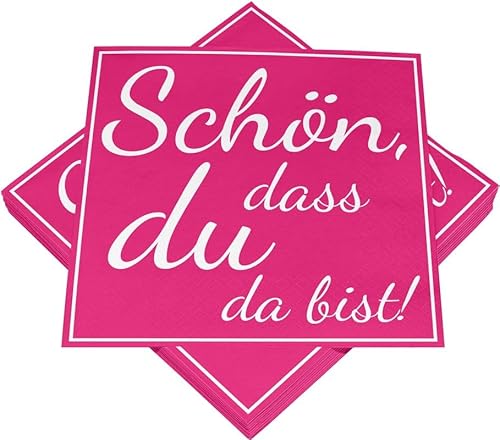 Heku 20 Servietten pink 'schön, DASS du da bist!' 33 x 33 cm von Heku