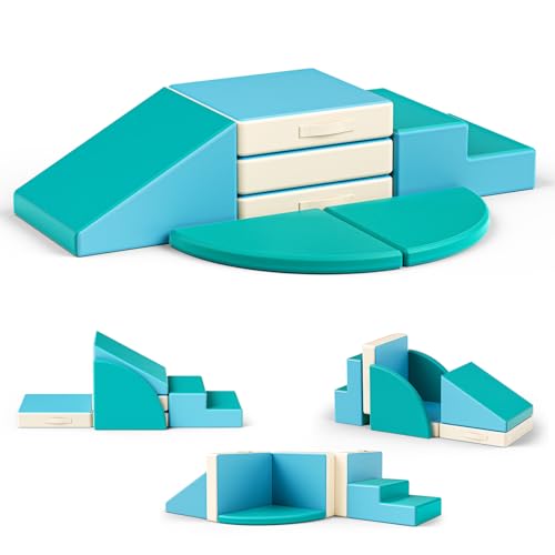 Baby Soft Play Set, 5 Stück PU Leder Schaum Kletterblöcke Indoor Krabbelaktivitäten Kinder Lernsoftware Aktivitätsblöcke für Spielzimmer Kleinkinder Motorik Himmelblau Baby Soft Play Set, 5 Stück PU Leder Schaum Kletterblöcke Indoor Krabbelaktivitäten Kinder Lernsoftware Aktivitätsblöcke für Spielzimmer Kleinkinder Motorik Himmelblau von Helangel