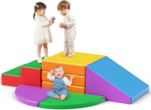 Helangel Kinder Schaumstoffbausteine, Indoor-Kletterblöcke, Kinderklettergerüste, Riesenbausteine zum Toben und Klettern, ((Fünfteiliges Set-EPE (Lederetui)-Farbe)) von Helangel