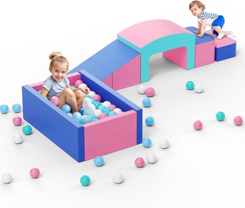 Helangel Kinder Schaumstoffbausteine, Indoor-Kletterblöcke, Kinderklettergerüste, Riesenbausteine zum Toben und Klettern, ((Multifunktionsset - Puderblau)) von Helangel