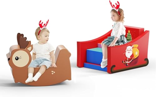 Helangel Kinder Schaumstoffbausteine, Indoor-Kletterblöcke, Kinderklettergerüste, Riesenbausteine zum Toben und Klettern, ((Siebenteiliges Set - Weihnachtsstil - Weihnachtsfarbe)) von Helangel