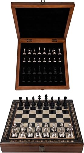 Handgefertigtes Holz Schachbrett mit Aufbewahrungssystem, Schachfiguren aus Metall, Deluxe Edition, Schachspiel, Schachset, 40 x 40 cm Handgefertigtes Holz Schachbrett mit Aufbewahrungssystem, Schachfiguren aus Metall, Deluxe Edition, Schachspiel, Schachset, 40 x 40 cm von Helena Wood Art