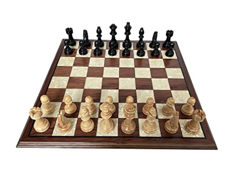Helena Wood Art, Handgemachtes Holzschachbrett mit Holzschachfiguren, Schachspiel, Schachspiel, Deluxe Edition, 40 x 40 cm von Helena Wood Art