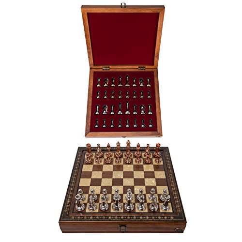 Helena Wood Art, Handgefertigtes Holz Schachbrett mit Aufbewahrungssystem, Schachfiguren aus Metall, Deluxe Edition, Schachspiel, Schachset, 40 x 40 cm Helena Wood Art, Handgefertigtes Holz Schachbrett mit Aufbewahrungssystem, Schachfiguren aus Metall, Deluxe Edition, Schachspiel, Schachset, 40 x 40 cm von Helena Wood Art