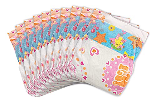 Heless 1075 - Puppenwindeln, 10 Stück, am Bund bedruckt mit farbenfrohen Kindermotiven, Größe 28 - 35 cm Heless 1075 - Puppenwindeln, 10 Stück, am Bund bedruckt mit farbenfrohen Kindermotiven, Größe 28 - 35 cm von Heless