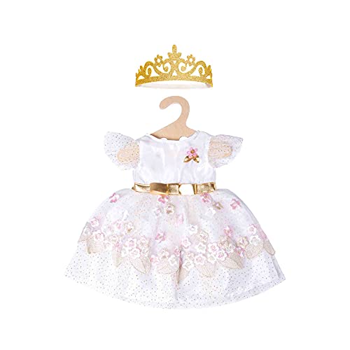 Heless 1132 - Prinzessinnen-Kleid für Puppen im Design Kirschblüte mit goldener Krone, Größe 28 - 35 cm von Heless