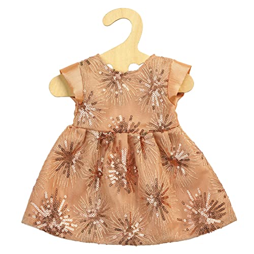 Heless 1230 - Puppenkleidung im Design Rosé Gold, edles Glitzerkleid mit sternförmig angereihten Pailletten für Puppen und Kuscheltiere der Größe 28 - 35 cm von Heless