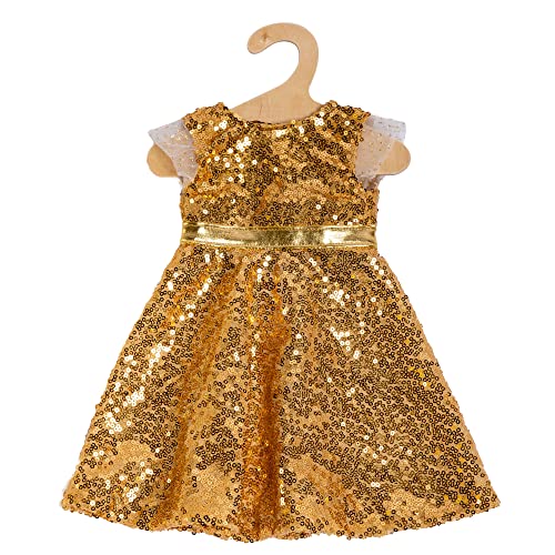 Heless 1330 - Puppenkleidung im Design Goldstar, Kleid mit goldenen Pailletten und Gürtel für Puppen und Kuscheltiere der Größe 28-35 cm von Heless