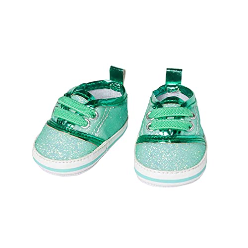 Heless 149 - Glitzer-Sneaker für Puppen, mintfarben, Größe 38 - 45 cm, schickes Schuhwerk mit Wow-Effekt für besondere Anlässe von Heless