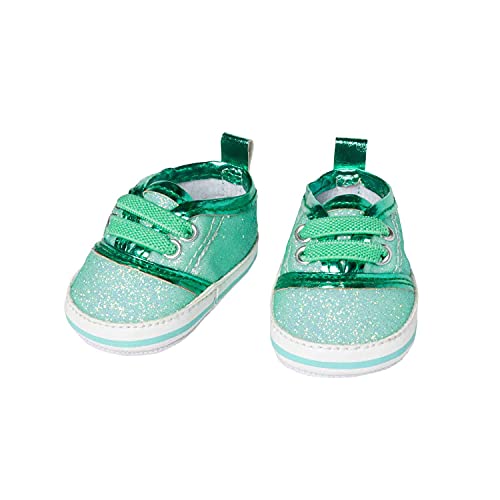 Heless 1491 - Glitzer-Sneaker für Puppen, mintfarben, Größe 30 - 34 cm, schickes Schuhwerk mit Wow-Effekt für besondere Anlässe von Heless