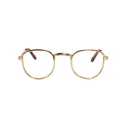 Heless 154 - Puppenzubehör Lesebrille mit goldenem Rahmen und minimalistischem Design, für Puppen und Kuscheltiere aller Größen von Heless