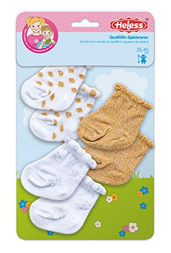Heless 1711 - Söckchen mit Glitzer für Puppen, in den Farben Weiß, Gold und Silber, 3 Paar, Größe 28 - 35 Heless 1711 - Söckchen mit Glitzer für Puppen, in den Farben Weiß, Gold und Silber, 3 Paar, Größe 28 - 35 von Heless