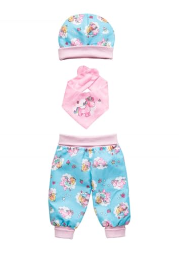 Heless 2080 - Bekleidungs-Set für Puppen im Design von Einhorn Emil und Fee Emma, 3 teilig mit Hose, Mütze und Halstuch, Größe 35 - 45 cm von Heless