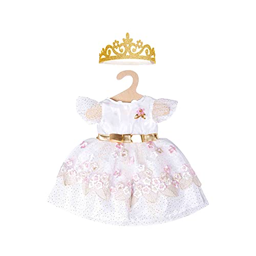 Heless 2132 - Prinzessinnen-Kleid für Puppen im Design Kirschblüte mit goldener Krone, Größe 35 - 45 cm von Heless