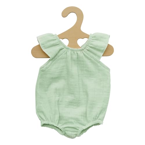 Heless 2413 - Puppenkleidung aus Musselin, 100 Prozent Bio-Baumwolle, Body mit Rüschen in Mint für Puppen und Kuscheltiere der Größe 35-45 cm von Heless