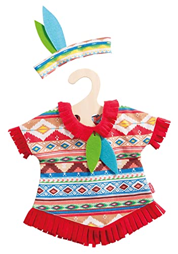 Heless 2640 - Bekleidungs-Set für Puppen im Indianer Blaue Feder Design, 2-teilig mit Kleid und Stirnband, Größe 35 - 45 cm von Heless