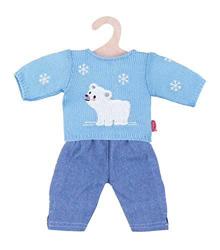 Heless 2934 - Bekleidungs-Set für Puppen, 2 teilig, Pullover Eisbär mit Jeans, hellblau, Größe 35 - 45 cm von Heless